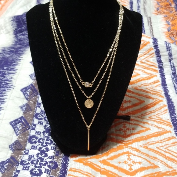 Stunning Layered Goldtone Choker Necklace - Picture 2 of 2